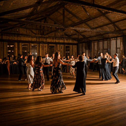 Warm atmosphere inside the rustic venue